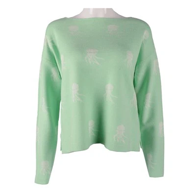 เสื้อสเวตเตอร์ผู้หญิงลายแมงกะพรุนสีเขียว